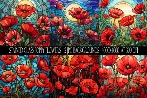 Download Stained Glass Poppy Flower Backgrounds - Flower backgrounds Collection