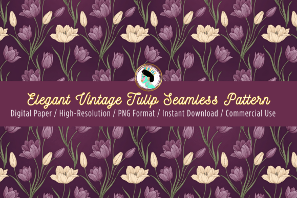 Download Vintage Tulip Floral Seamless Pattern - Seamless Collection