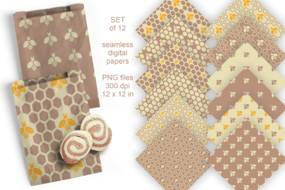 Download Bees Seamless Papers in Neutral Colors - Seamless Collection
