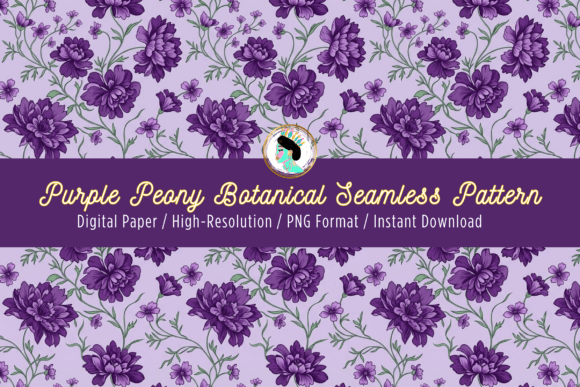 Download Purple Peony Floral Seamless Pattern PNG - Seamless Collection