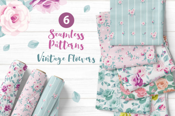 Download Vintage Spring Flower Seamless Patterns - Seamless Collection