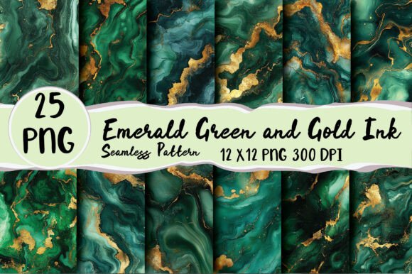 Download Emerald Green and Gold Ink Seamless Patt - Seamless Collection