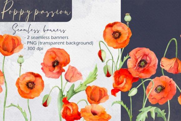 Download Poppy Passion: Seamless Banners - Seamless Collection
