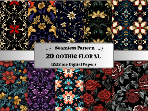 Download Seamless Gothic Flower Pattern Paper - Seamless Collection