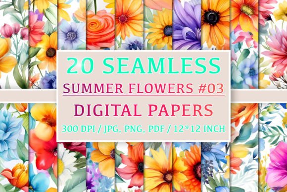 Download 20 Seamless Summer Flower Patterns #3 - Seamless Collection