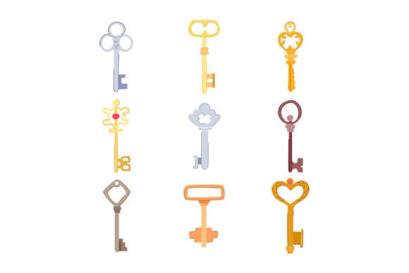 Download Key Vintage Set Cartoon Vector Illustrat - Premium Bundle