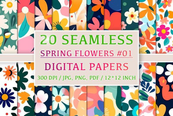 Download 20 Seamless Spring Flower Patterns #1 - Seamless Collection