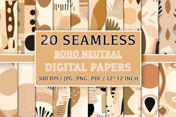 Download 20 Seamless Neutral Colors Boho Patterns - Seamless Collection
