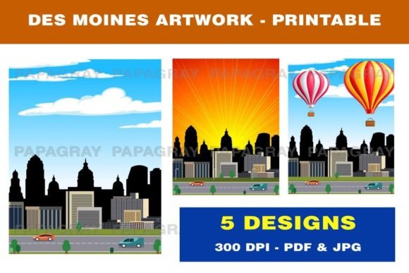 Download Des Moines Skyline - Printable Artwork - Printable art Collection