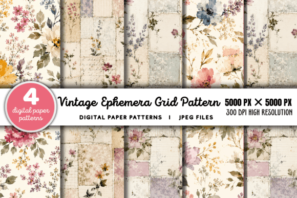 Download Vintage Grid Lined Ephemera Pattern 2 - Grid Collection