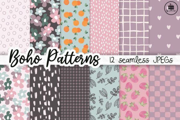 Download Boho Patterns - 12 Seamless Patterns - Seamless Collection