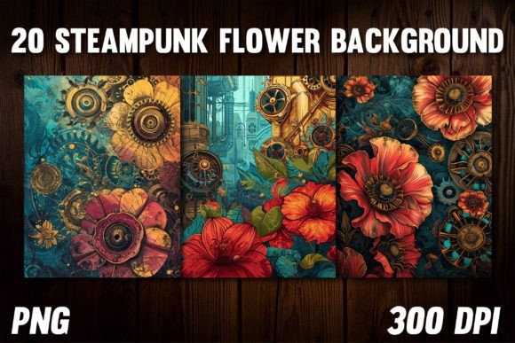 Download Steampunk Flower Backgrounds for Covers - Flower backgrounds Collection