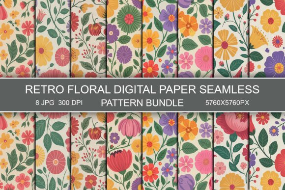 Download Retro Floral Seamless Pattern Bundle - Seamless Collection