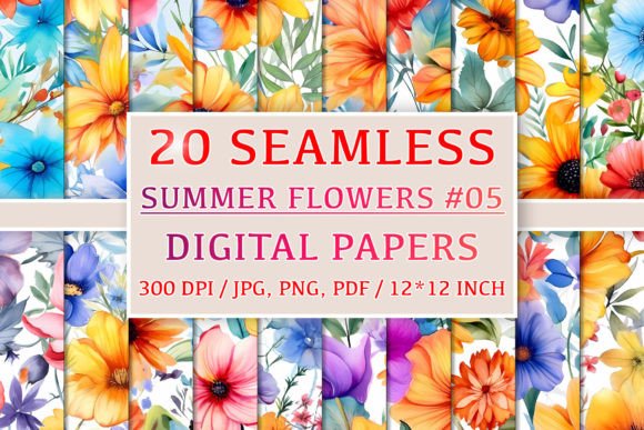 Download 20 Seamless Summer Flower Patterns #5 - Seamless Collection