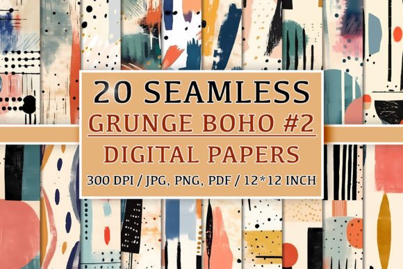Download 20 Seamless Grunge Boho Patterns #2 - Seamless Collection