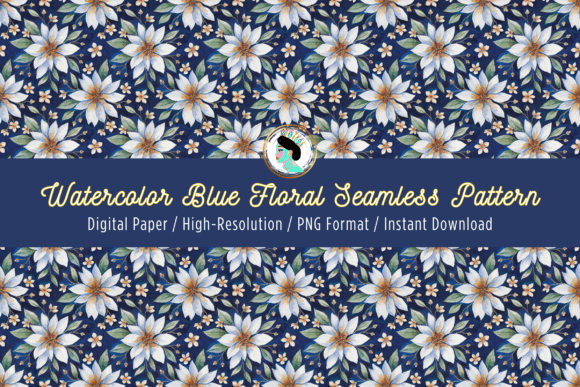 Download Navy Watercolor Floral Seamless Pattern - Seamless Collection
