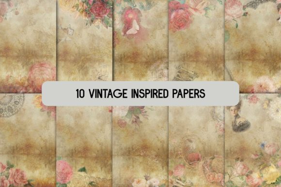 Download 10 Vintage Inspired Digital Papers - Vintage inspired Collection