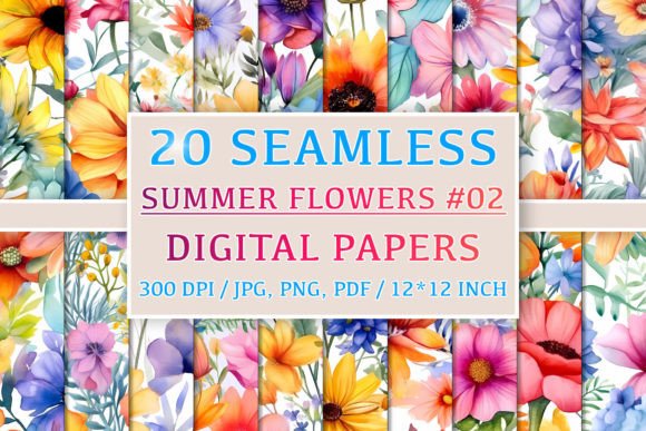Download 20 Seamless Summer Flower Patterns #2 - Seamless Collection
