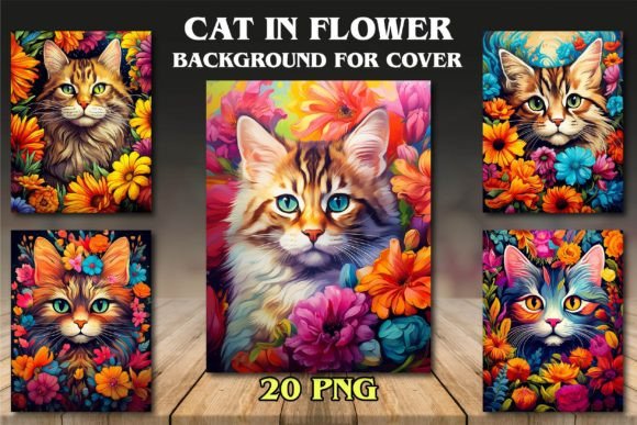 Download Cat in Flower Backgrounds for Covers - Flower backgrounds Collection