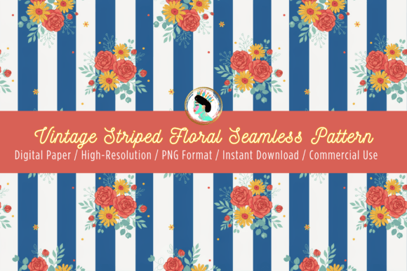 Download Vintage Striped Floral Seamless Pattern - Seamless Collection