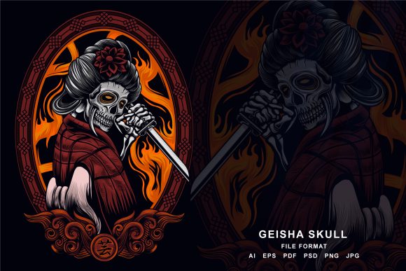 Download Geisha Skull Vector Illustration - Skull vector Collection