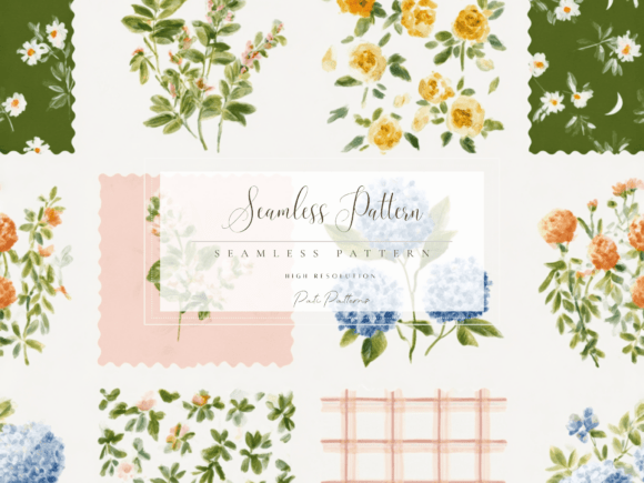 Download Seamless Floral Grid Pattern PNG - Grid Collection