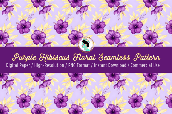 Download Purple Hibiscus Seamless Pattern PNG - Seamless Collection