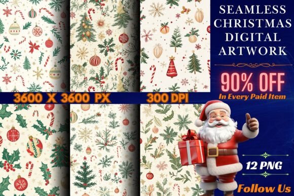 Download Seamless Christmas Digital Artwork - Seamless Collection